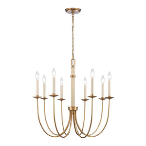 Atlas Neville 5-Light Chandelier - Elegant Indoor Lighting with Swooping Arms for Dining Rooms and Foyers Natural Brass 28'' CL11269-BS