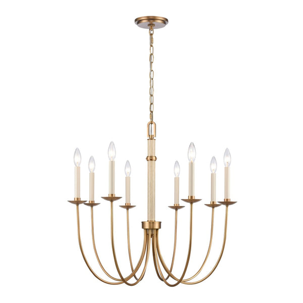 Atlas Neville 5-Light Chandelier - Elegant Indoor Lighting with Swooping Arms for Dining Rooms and Foyers Natural Brass 28'' CL11269-BS