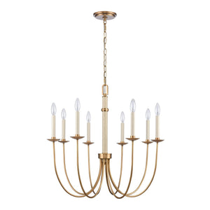 Atlas Neville 5-Light Chandelier - Elegant Indoor Lighting with Swooping Arms for Dining Rooms and Foyers Natural Brass 28'' CL11269-BS