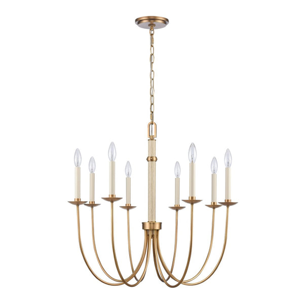 Atlas Neville 5-Light Chandelier - Elegant Indoor Lighting with Swooping Arms for Dining Rooms and Foyers Natural Brass 28'' CL11269-BS