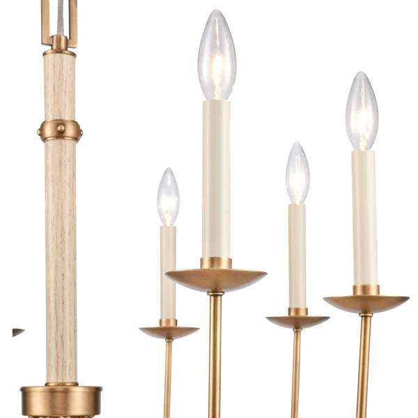 Atlas Neville 5-Light Chandelier - Elegant Indoor Lighting with Swooping Arms for Dining Rooms and Foyers Natural Brass 28'' CL11269-BS