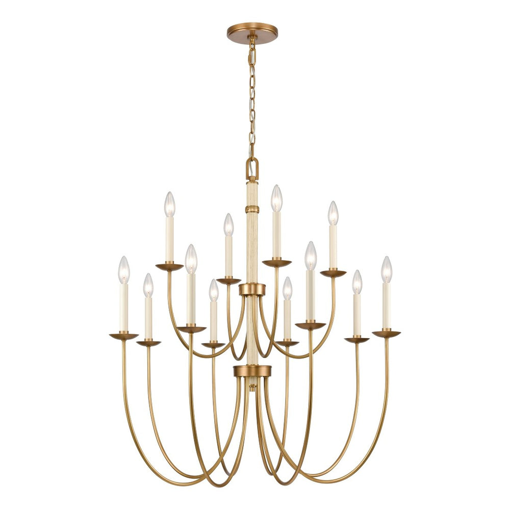 Atlas Neville 5-Light Chandelier - Elegant Indoor Lighting with Swooping Arms for Dining Rooms and Foyers Natural Brass 34'' CL11270-BS