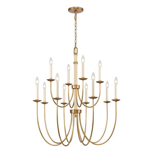 Atlas Neville 5-Light Chandelier - Elegant Indoor Lighting with Swooping Arms for Dining Rooms and Foyers Natural Brass 34'' CL11270-BS