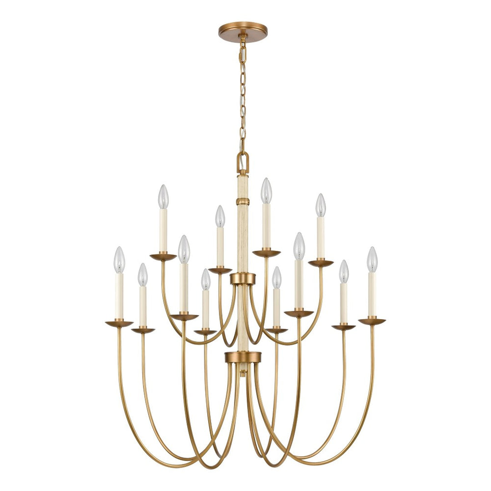 Atlas Neville 5-Light Chandelier - Elegant Indoor Lighting with Swooping Arms for Dining Rooms and Foyers Natural Brass 34'' CL11270-BS