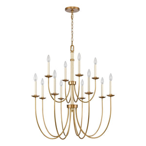 Atlas Neville 5-Light Chandelier - Elegant Indoor Lighting with Swooping Arms for Dining Rooms and Foyers Natural Brass 34'' CL11270-BS