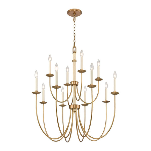 Atlas Neville 5-Light Chandelier - Elegant Indoor Lighting with Swooping Arms for Dining Rooms and Foyers Natural Brass 34'' CL11270-BS