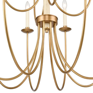 Atlas Neville 5-Light Chandelier - Elegant Indoor Lighting with Swooping Arms for Dining Rooms and Foyers Natural Brass 34'' CL11270-BS