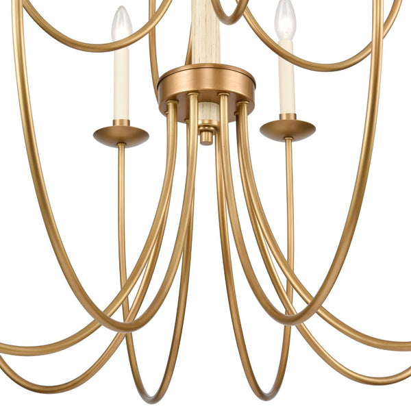 Atlas Neville 5-Light Chandelier - Elegant Indoor Lighting with Swooping Arms for Dining Rooms and Foyers Natural Brass 34'' CL11270-BS