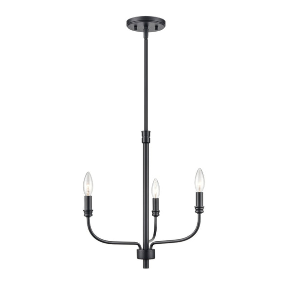 Atlas Newland 3-Light Chandelier - Timeless French Country Design for Elegant Indoor Illumination Matte Black 17'' CL11271-BK