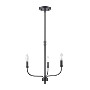 Atlas Newland 3-Light Chandelier - Timeless French Country Design for Elegant Indoor Illumination Matte Black 17'' CL11271-BK