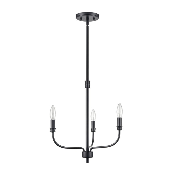 Atlas Newland 3-Light Chandelier - Timeless French Country Design for Elegant Indoor Illumination Matte Black 17'' CL11271-BK