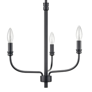 Atlas Newland 3-Light Chandelier - Timeless French Country Design for Elegant Indoor Illumination Matte Black 17'' CL11271-BK