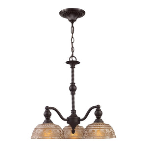 Atlas Norwich Elegant 3-Light Chandelier with Amber Glass Shades - Timeless Restoration Style Lighting Oiled Bronze 21'' CL11274-BZ