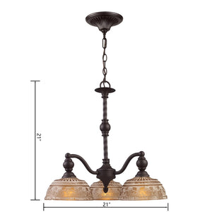 Atlas Norwich Elegant 3-Light Chandelier with Amber Glass Shades - Timeless Restoration Style Lighting Oiled Bronze 21'' CL11274-BZ