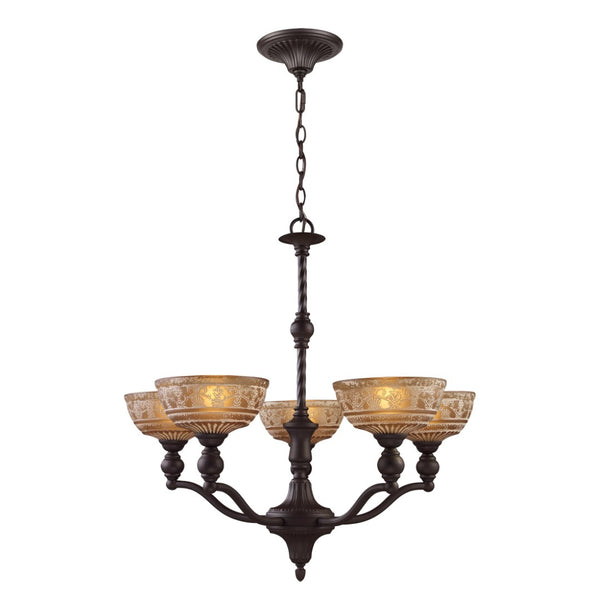 Atlas Norwich Elegant 3-Light Chandelier with Amber Glass Shades - Timeless Restoration Style Lighting Oiled Bronze 28'' CL11275-BZ