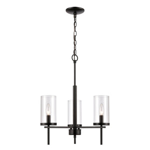Atlas Oakland 3-Light Chandelier - Contemporary Elegance with Clear Glass Shades for Modern Interiors Black CL11277-BK