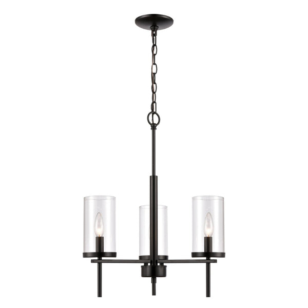 Atlas Oakland 3-Light Chandelier - Contemporary Elegance with Clear Glass Shades for Modern Interiors Black CL11277-BK