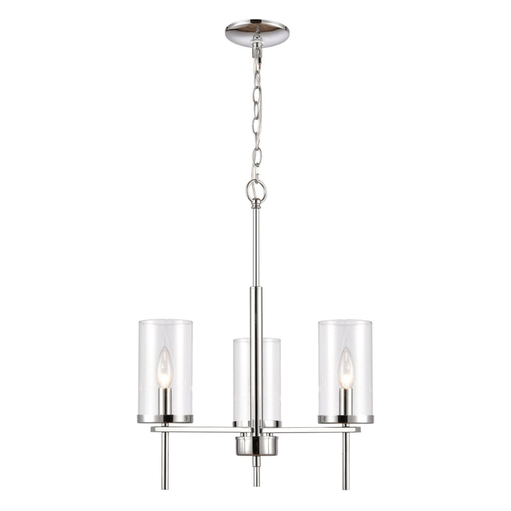 Atlas Oakland 3-Light Chandelier - Contemporary Elegance with Clear Glass Shades for Modern Interiors Chrome 19'' CL11277-CH