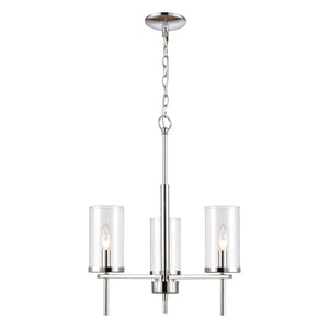 Atlas Oakland 3-Light Chandelier - Contemporary Elegance with Clear Glass Shades for Modern Interiors Chrome 19'' CL11277-CH