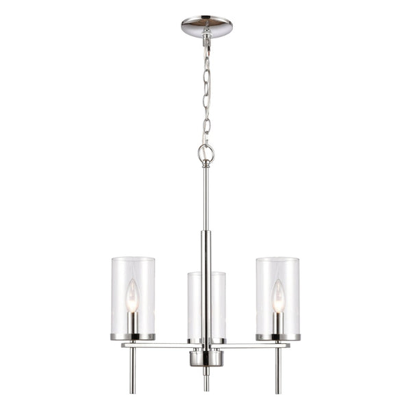 Atlas Oakland 3-Light Chandelier - Contemporary Elegance with Clear Glass Shades for Modern Interiors Chrome 19'' CL11277-CH