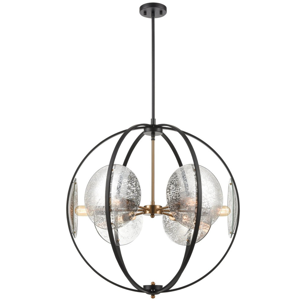 Atlas Oriah 28'' Wide 6-Light Chandelier - Matte Black with Vintage Accents for Modern Elegance & Warmth CL11280-BK