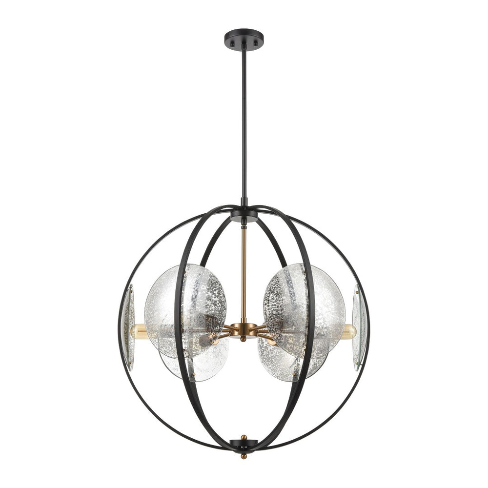 Atlas Oriah 28'' Wide 6-Light Chandelier - Matte Black with Vintage Accents for Modern Elegance & Warmth CL11280-BK