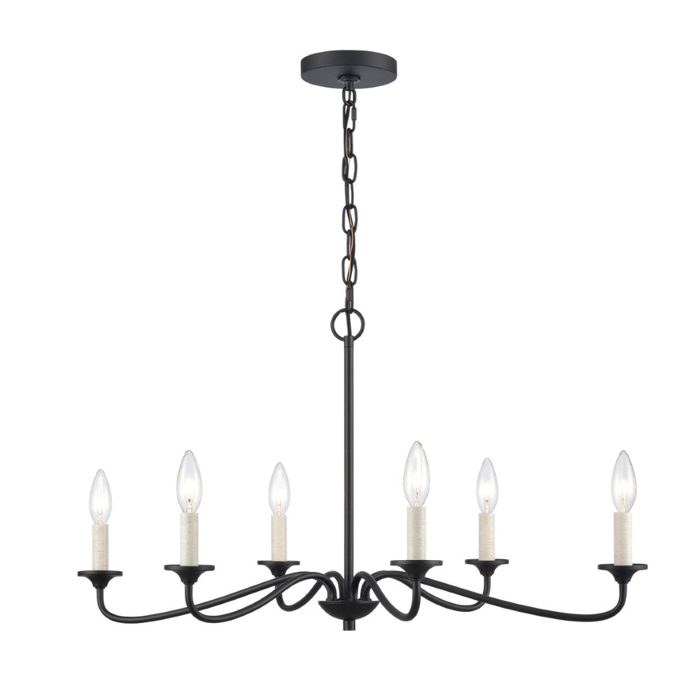Atlas Oval 30'' Wide 6-Light Chandelier - Matte Black Elegance for Modern Dining Spaces & Transitional Decor CL11282-BK