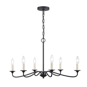 Atlas Oval 30'' Wide 6-Light Chandelier - Matte Black Elegance for Modern Dining Spaces & Transitional Decor CL11282-BK