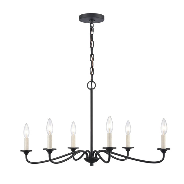 Atlas Oval 30'' Wide 6-Light Chandelier - Matte Black Elegance for Modern Dining Spaces & Transitional Decor CL11282-BK