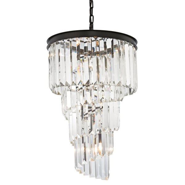 Atlas Palacial Crystal Cascade Chandelier - Elegant 6-Light Fixture for Modern Dining Rooms & Foyers Oil Rubbed Bronze 16'' CL11283-BZ