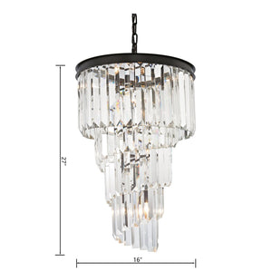 Atlas Palacial Crystal Cascade Chandelier - Elegant 6-Light Fixture for Modern Dining Rooms & Foyers Oil Rubbed Bronze 16'' CL11283-BZ
