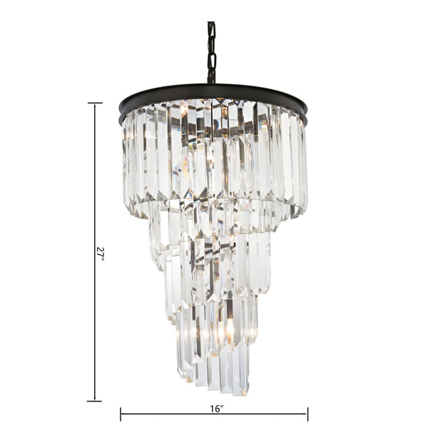 Atlas Palacial Crystal Cascade Chandelier - Elegant 6-Light Fixture for Modern Dining Rooms & Foyers Oil Rubbed Bronze 16'' CL11283-BZ