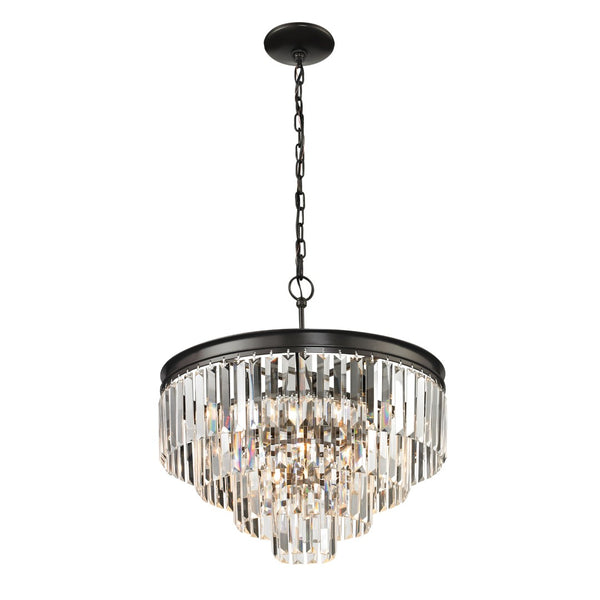 Atlas Palacial Crystal Cascade Chandelier - Elegant 6-Light Fixture for Modern Dining Rooms & Foyers Oil Rubbed Bronze 20'' CL11284-BZ