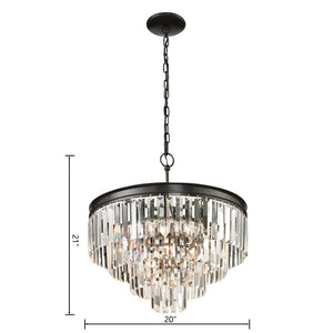 Atlas Palacial Crystal Cascade Chandelier - Elegant 6-Light Fixture for Modern Dining Rooms & Foyers Oil Rubbed Bronze 20'' CL11284-BZ