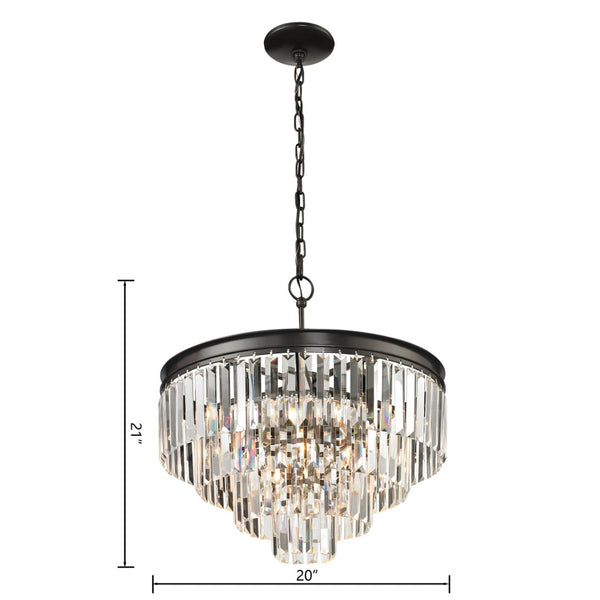 Atlas Palacial Crystal Cascade Chandelier - Elegant 6-Light Fixture for Modern Dining Rooms & Foyers Oil Rubbed Bronze 20'' CL11284-BZ