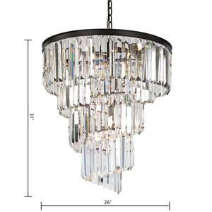 Atlas Palacial Crystal Cascade Chandelier - Elegant 6-Light Fixture for Modern Dining Rooms & Foyers Oil Rubbed Bronze 26'' CL11285-BZ