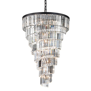 Atlas Palacial Crystal Cascade Chandelier - Elegant 6-Light Fixture for Modern Dining Rooms & Foyers Oil Rubbed Bronze 36'' CL11288-BZ