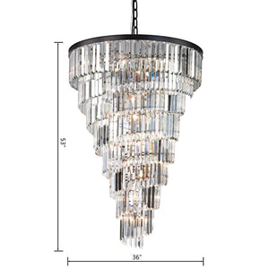 Atlas Palacial Crystal Cascade Chandelier - Elegant 6-Light Fixture for Modern Dining Rooms & Foyers Oil Rubbed Bronze 36'' CL11288-BZ