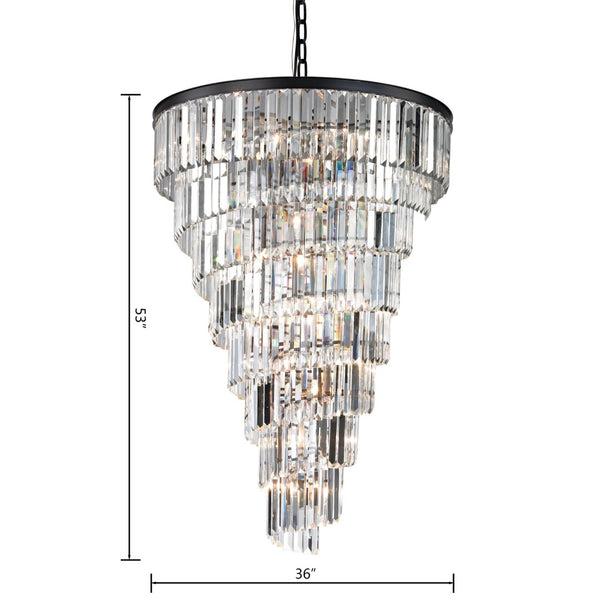 Atlas Palacial Crystal Cascade Chandelier - Elegant 6-Light Fixture for Modern Dining Rooms & Foyers Oil Rubbed Bronze 36'' CL11288-BZ