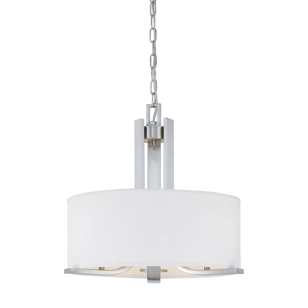 Atlas Pendenza 20" Wide 3-Light Chandelier - Transitional Brushed Nickel with Fabric & Glass Shades CL11294-NK