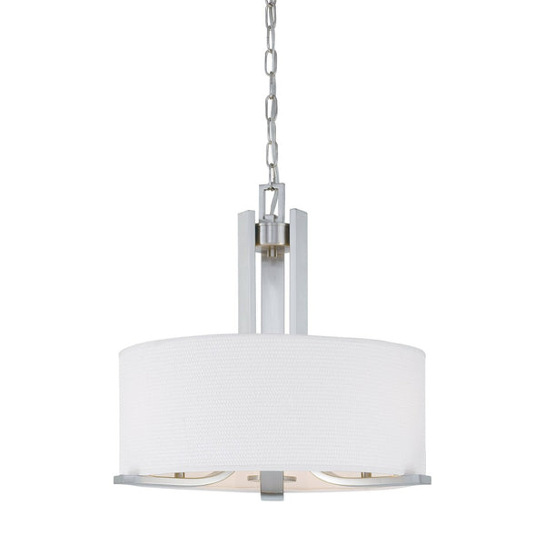 Atlas Pendenza 20" Wide 3-Light Chandelier - Transitional Brushed Nickel with Fabric & Glass Shades CL11294-NK