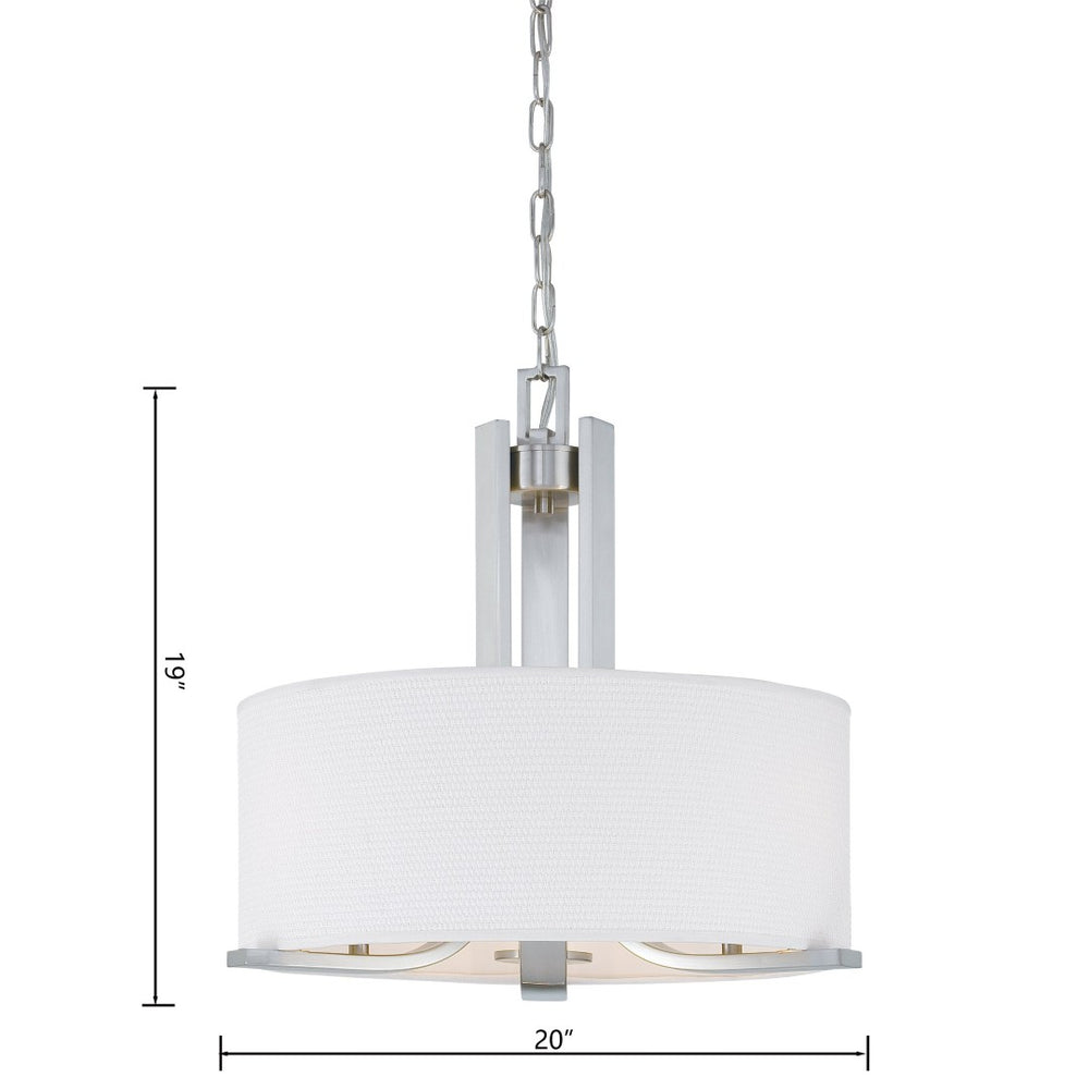 Atlas Pendenza 20" Wide 3-Light Chandelier - Transitional Brushed Nickel with Fabric & Glass Shades CL11294-NK