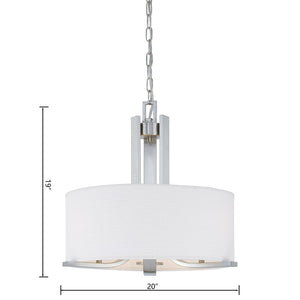 Atlas Pendenza 20" Wide 3-Light Chandelier - Transitional Brushed Nickel with Fabric & Glass Shades CL11294-NK