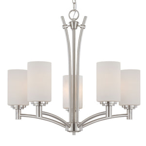 Atlas Pittman 5-Light Chandelier - Modern Frosted Glass Design for Stylish Ambient Illumination Indoors Brushed Nickel 24'' CL11298-NK