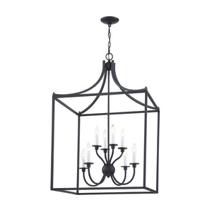 Atlas Prescott 24-Inch Wide Eight-Light Chandelier - Elegant Open Lantern Design for Modern Interiors Matte Black CL11300-BK