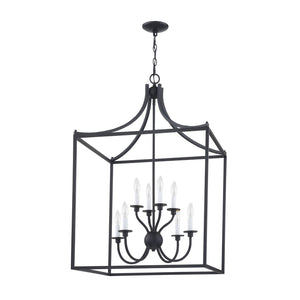 Atlas Prescott 24-Inch Wide Eight-Light Chandelier - Elegant Open Lantern Design for Modern Interiors Matte Black CL11300-BK