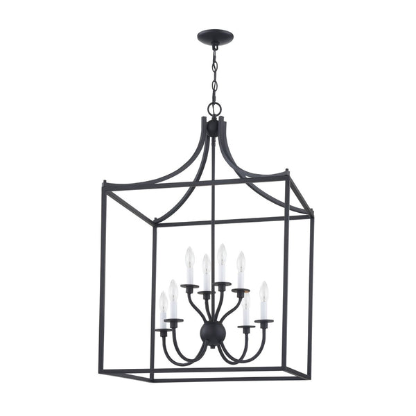 Atlas Prescott 24-Inch Wide Eight-Light Chandelier - Elegant Open Lantern Design for Modern Interiors Matte Black CL11300-BK