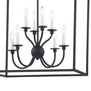 Atlas Prescott 24-Inch Wide Eight-Light Chandelier - Elegant Open Lantern Design for Modern Interiors Matte Black CL11300-BK
