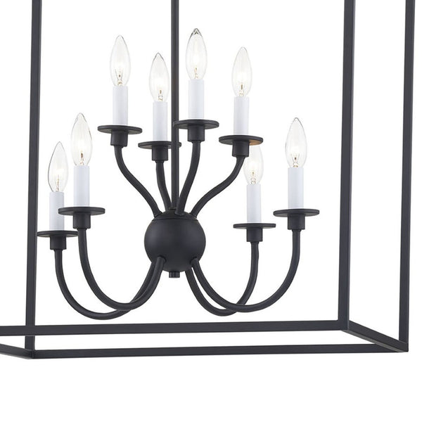 Atlas Prescott 24-Inch Wide Eight-Light Chandelier - Elegant Open Lantern Design for Modern Interiors Matte Black CL11300-BK