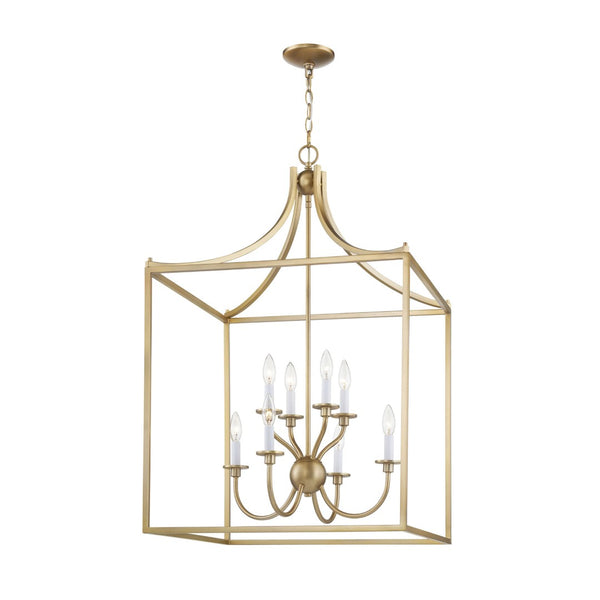 Atlas Prescott 24-Inch Wide Eight-Light Chandelier - Elegant Open Lantern Design for Modern Interiors Warm Brass CL11300-BS